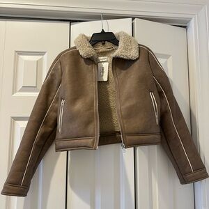LONDON Tan Jacket with Shearling Lining